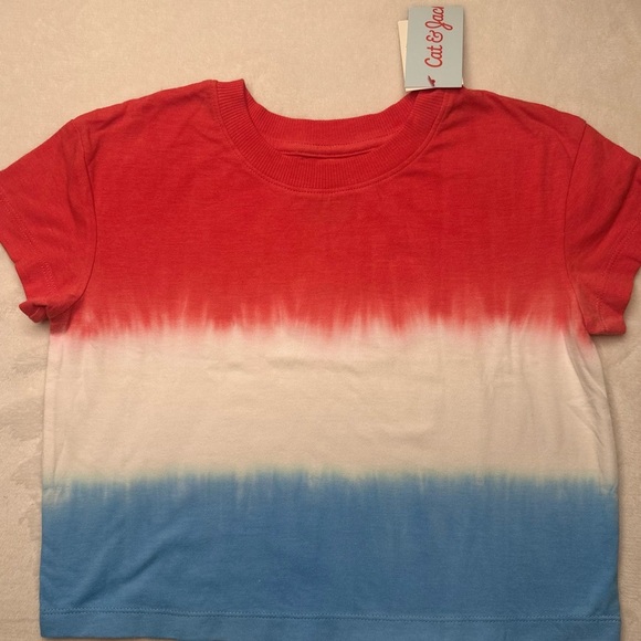 Cat & Jack Red Blue White Tie-Dye T-shirt short sleeve kids sizes choose size👇 - Picture 2 of 13